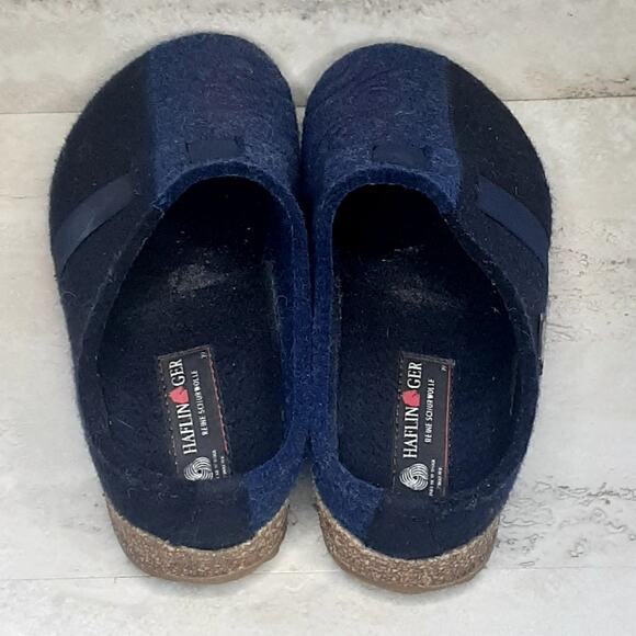 Haflinger Magic Swirl Navy Denim Felted Wool Clog Slipper Size 39 - Picture 3 of 8